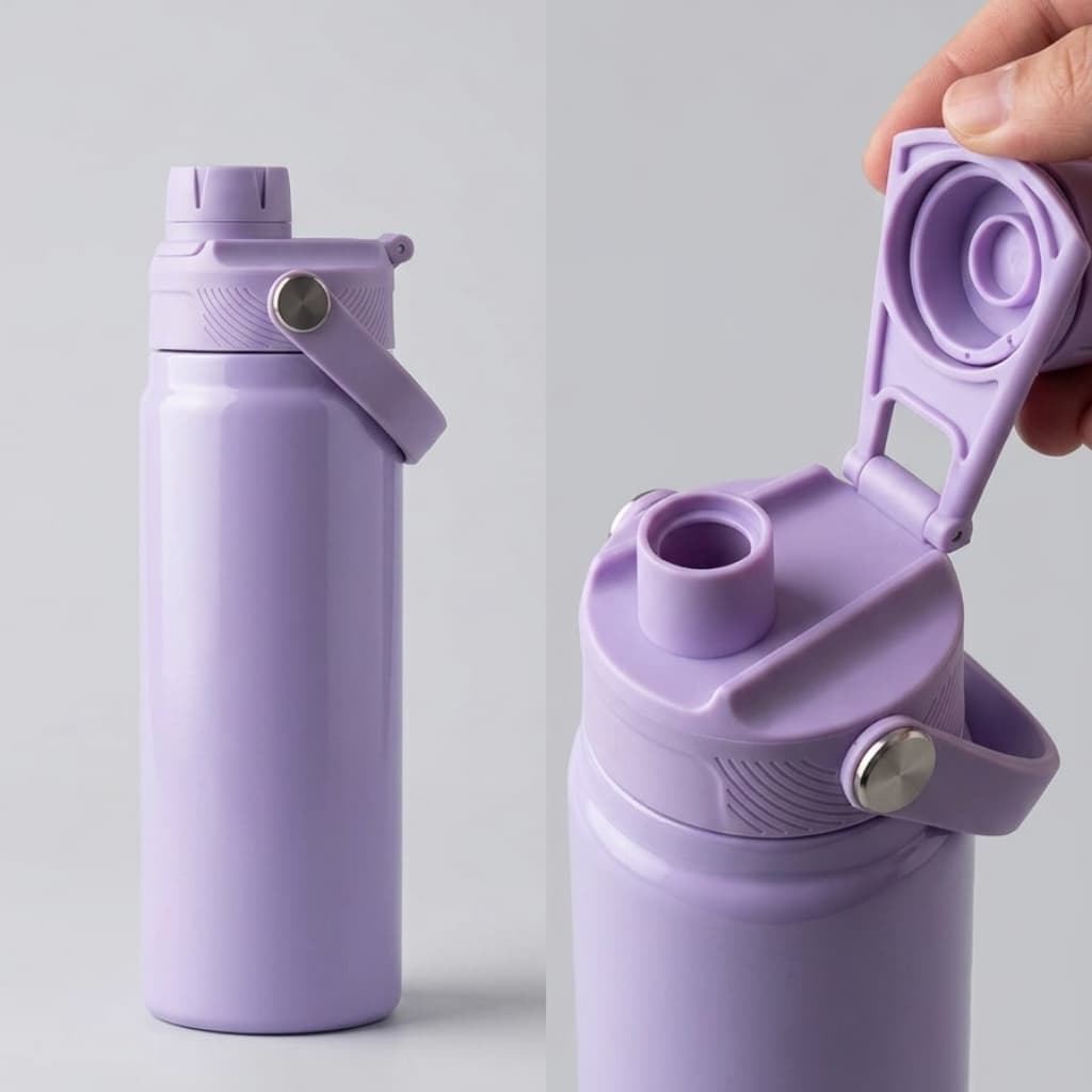 Garrafa Térmica Inox 600ml com Alça Squeeze Parede Dupla para Academia Trabalho Viagem