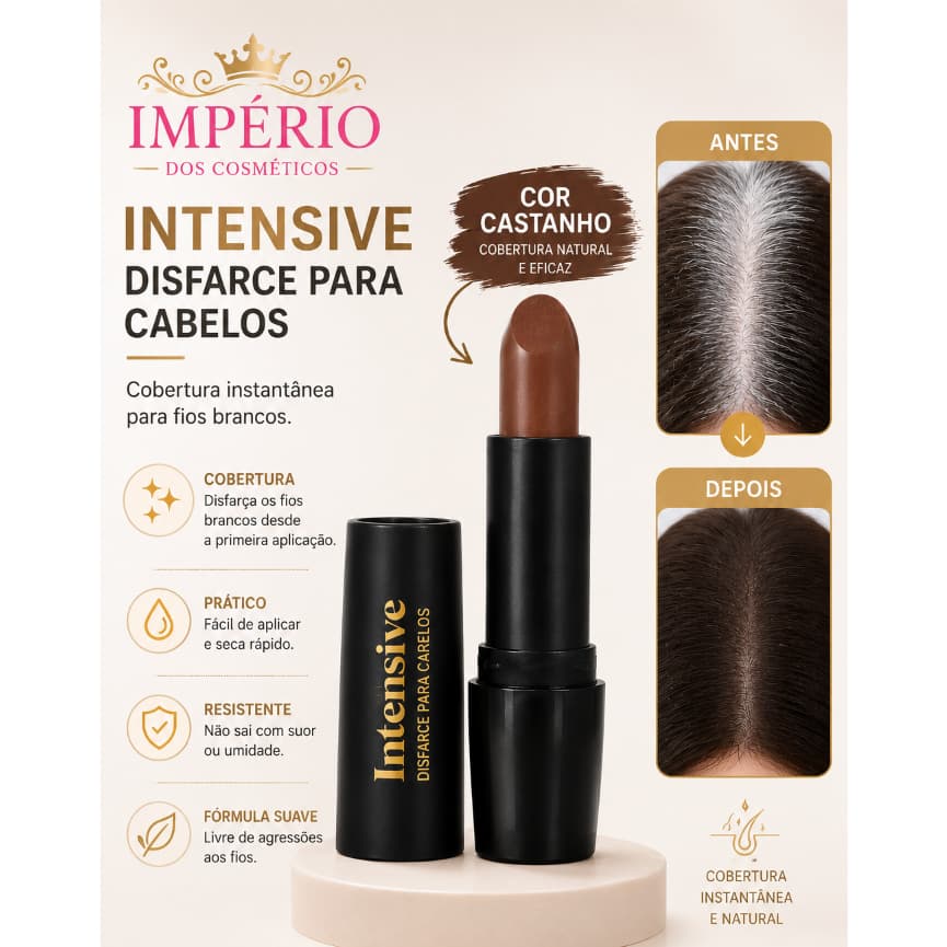 Bastão Disfarce Para Cabelos Brancos Cor Castanho - Intensive - Abelha Rainha