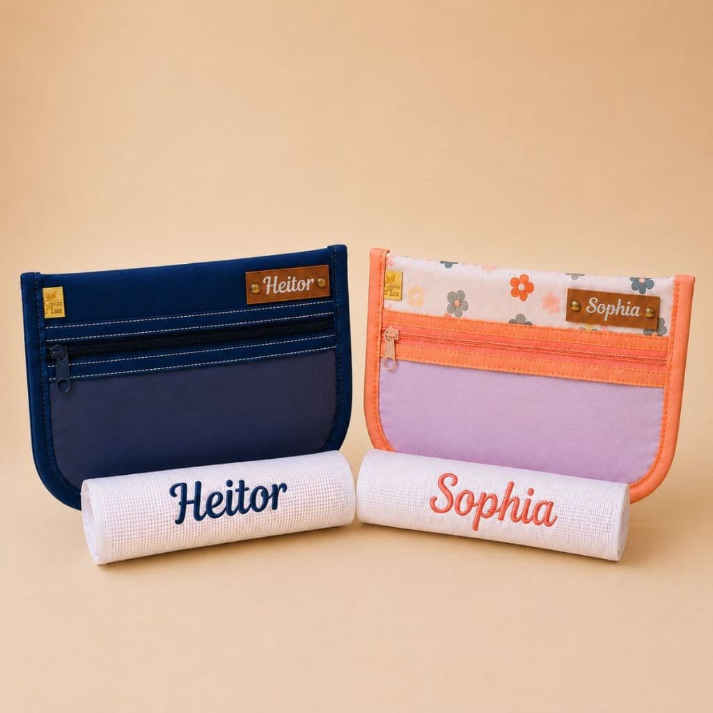 Kit higiene bucal- infantil menino- menina- personalizado- grátis toalha bordada- premium