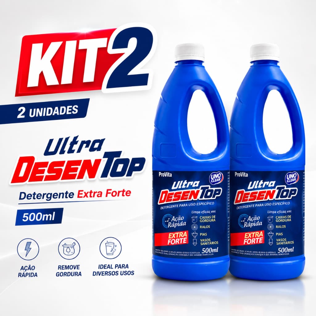 Kit 2 Ultra Desentop Provita Desentupidor Pia Ralo Vaso Caixa Gordura Limpeza Pesada