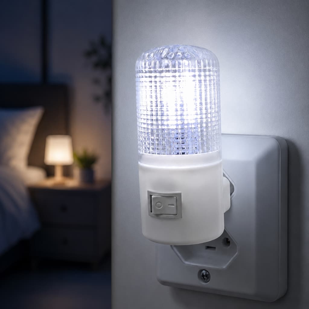 Luz Noturna LED Bivolt Tomada Com Interruptor Mini Luminária Quarto Infantil Corredor Banheiro Frio