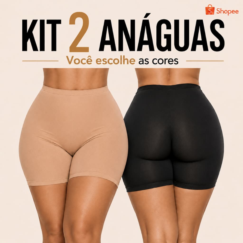 Kit 2 short segunda pele anágua liso para vestir por baixo da roupa feminino