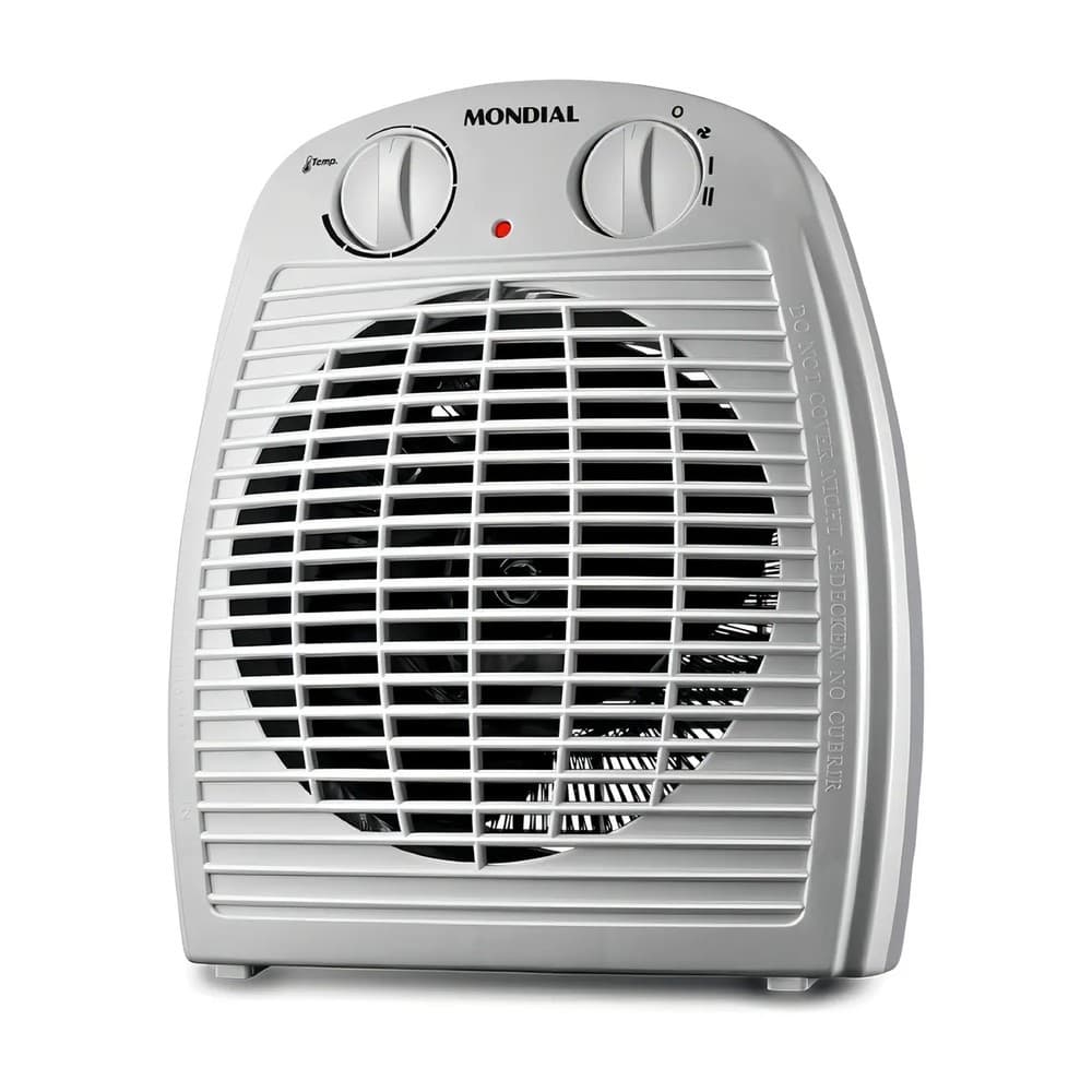 Aquecedor de Ar Mondial A-08 Branco 220V 2000W 3 em 1 2 Niveis Termostato Portatil Silencioso Ventilador Inverno