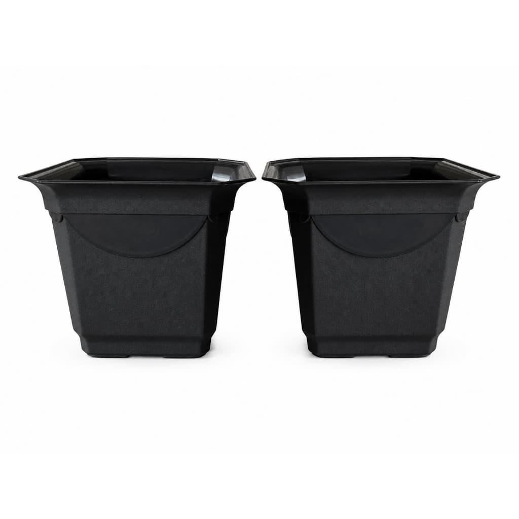 2 Vasos Quadrado Médio 8 Litros Plástico Resistente Preto Para Jardim Horta Plantas Mudas Hortaliças