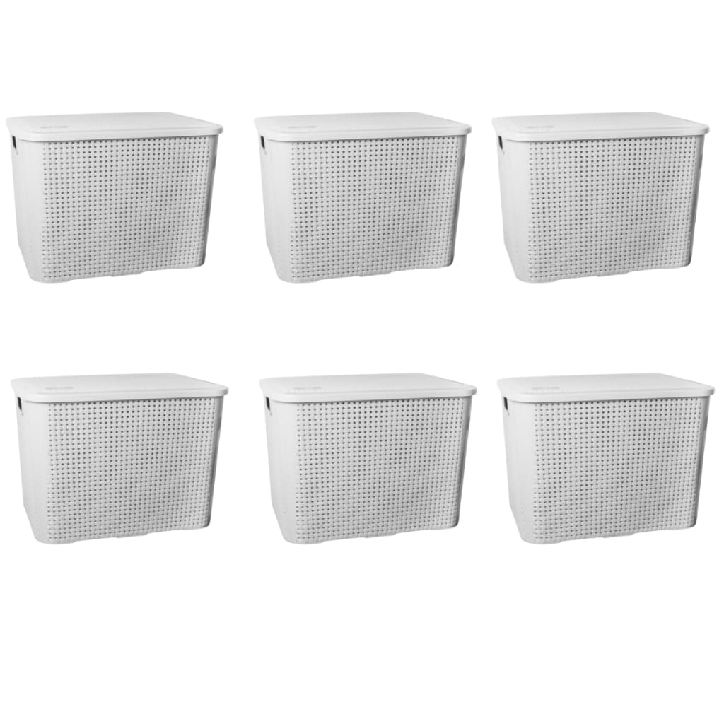 Kit com 6 Caixas Organizadoras Grande Rattan Com Tampa 26 Litros