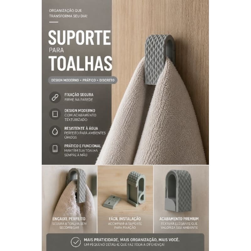 Kit 3 Toalheiro Suporte para Toalhas Banho Rosto