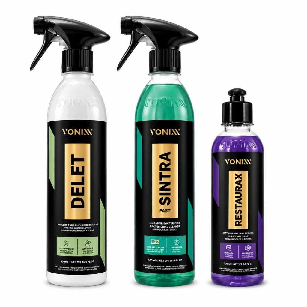 Kit Vonixx Sintra + Delet + Restaurax Limpeza e Renovação Automotiva