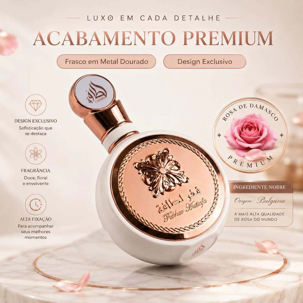 Perfume Árabe Lattafa Fakhar Rose Original EDP 100ml Eau de Parfum Feminino