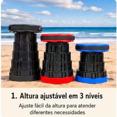Banco Retrátil Portátil com Alça para Camping, Pesca, Praia e Viagem