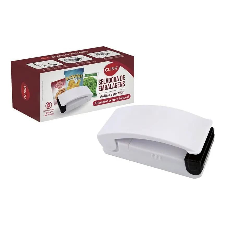 Selador De Embalagens Alimentos 10x4.5cm Portatil Clink Cor Branco