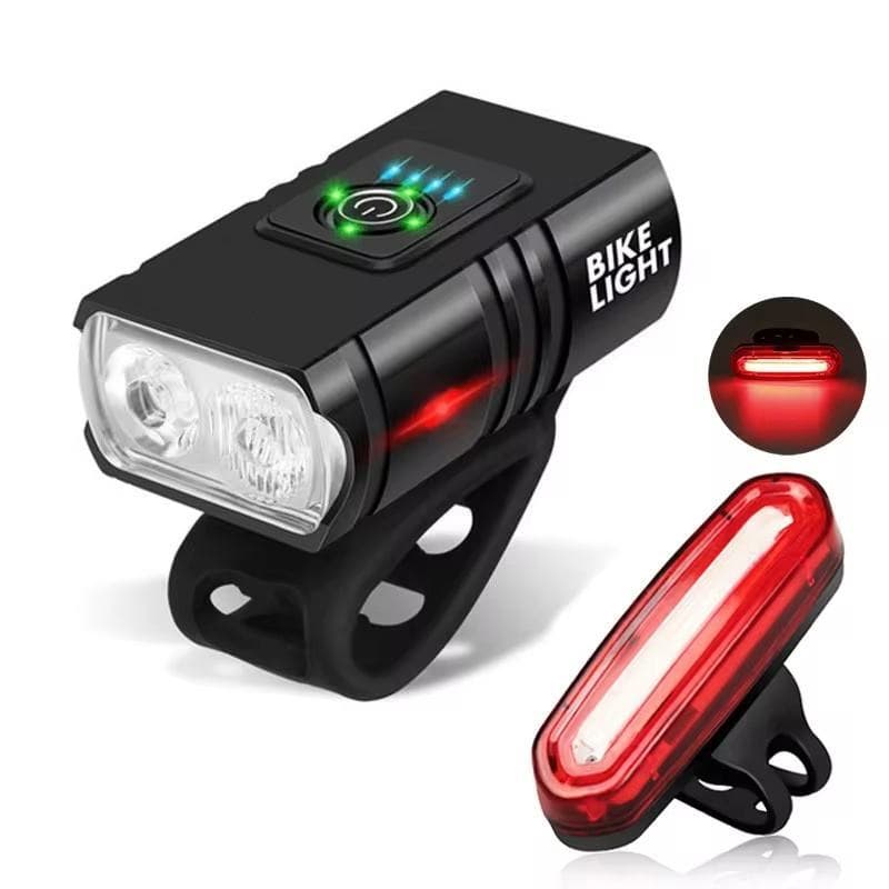 Kit Iluminação para Bicicleta – Lanterna Dianteira LED + Sinalizador Traseiro Recarregáveis USB | Alta Potência