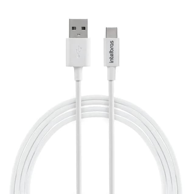 Cabo USB Tipo C 1,2m PVC Branco Intelbras EUAC 12 PB Turbo Smartphones Computadores Dispositivos