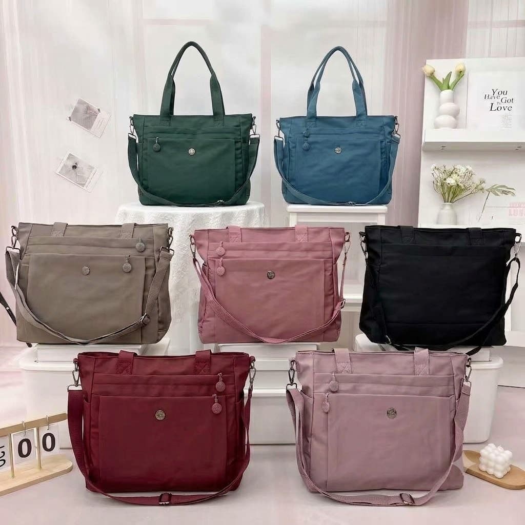 Bolsa Feminina Grande Transversal Nylon Tactel Mala De Ombro Trabalho Faculdade Notebook 6 Bolsos Pronta Entrega