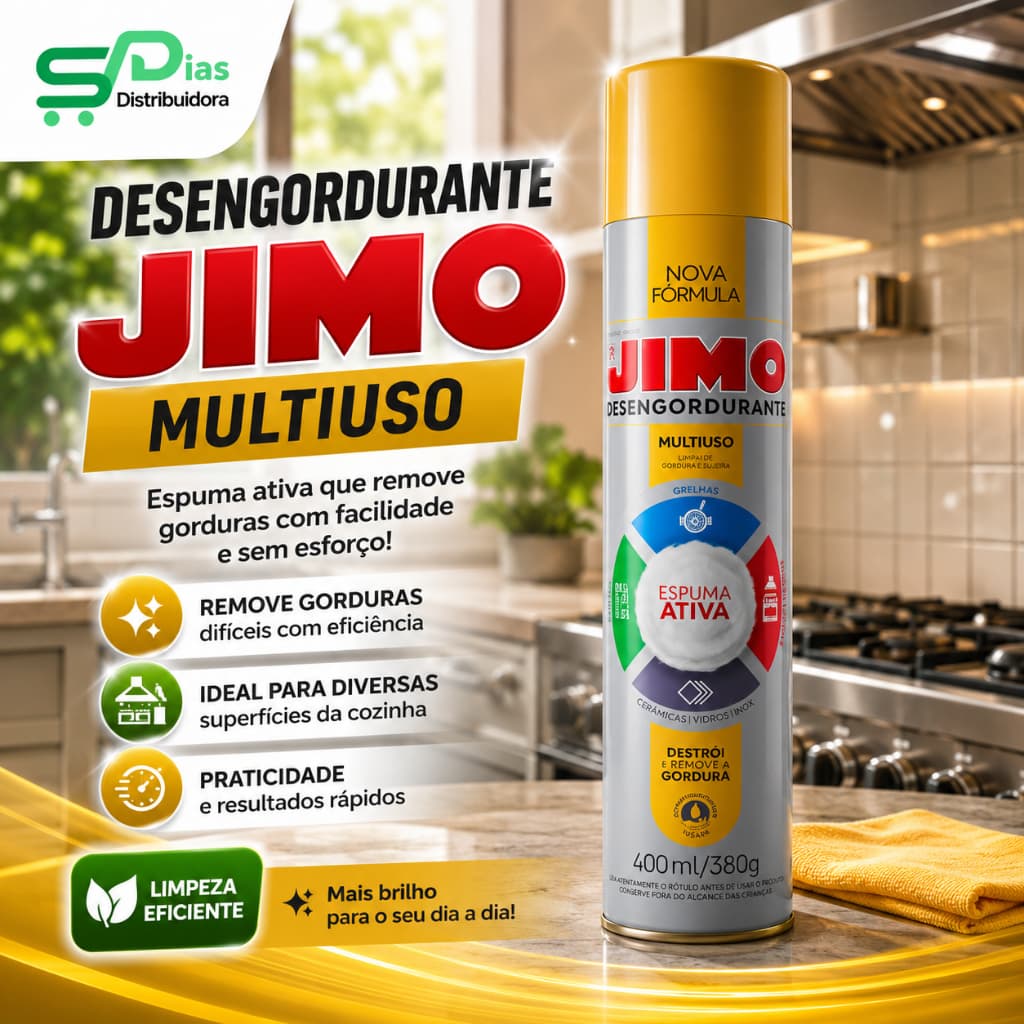 Desengordurante Jimo Multiuso Spray 400ml Espuma Ativa Remove Gordura