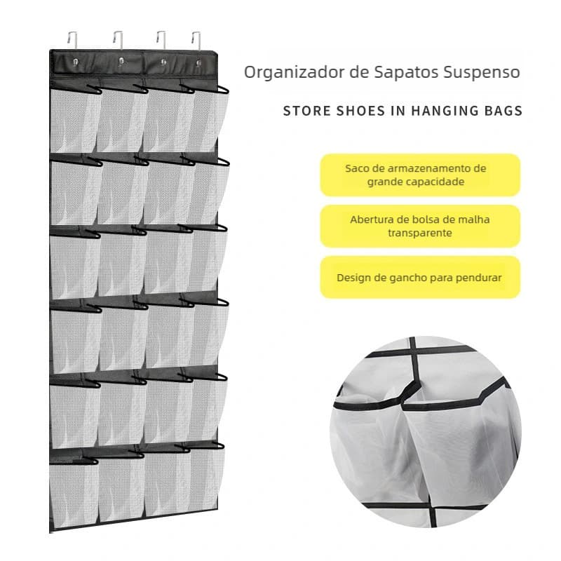 Sapateira Suspensa de Porta Organizador Vertical com Múltiplas Divisórias