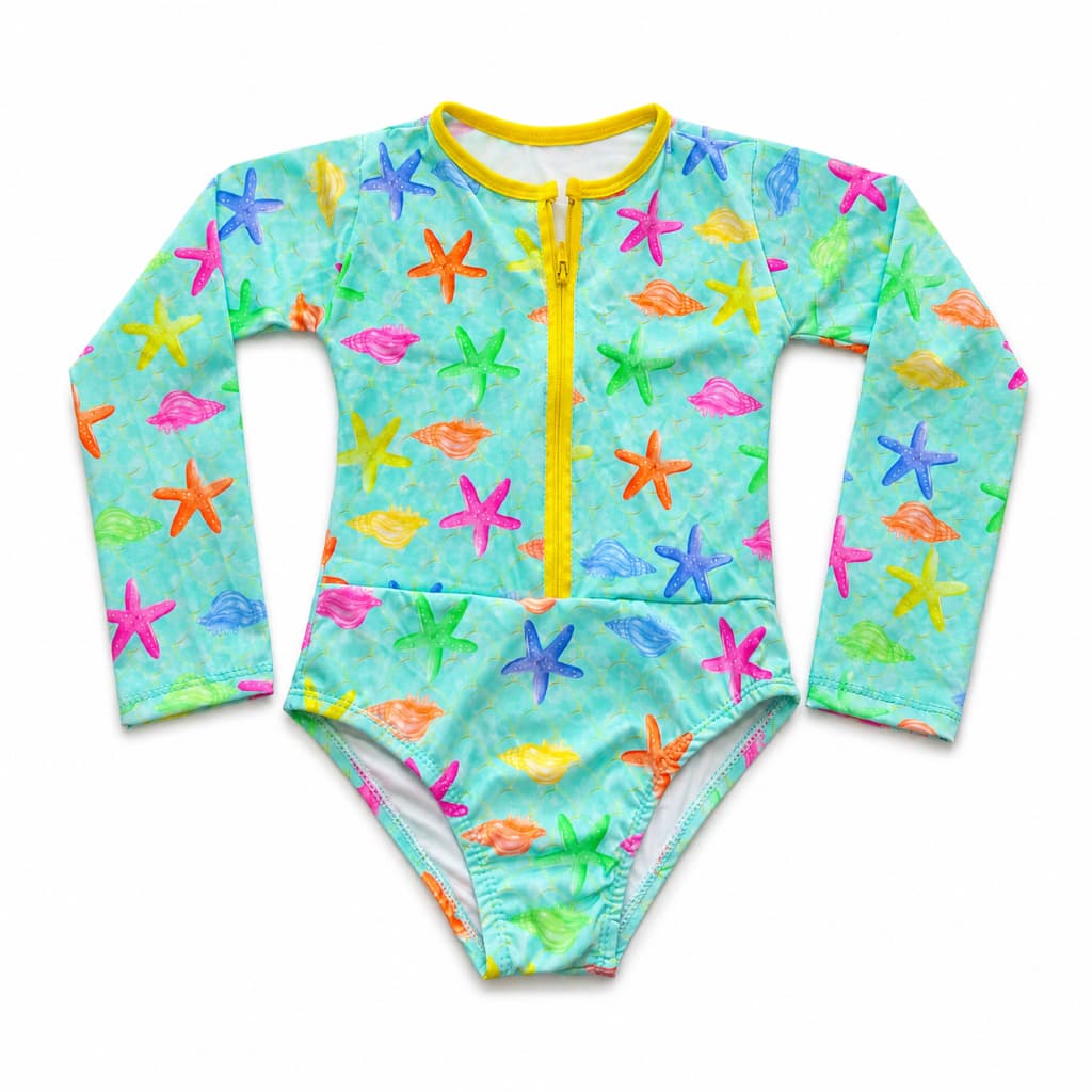Maiô manga longa infantil e infantojuvenil com zíper proteção solar UV 50 +  2 ao 12 verão praia sol