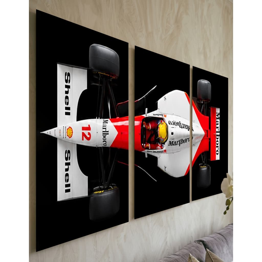 Quadro Decorativo Fórmula 1 Carro Corrida Kit 3 Peças Mosaico Grande Sala Quarto Escritório Decoração
