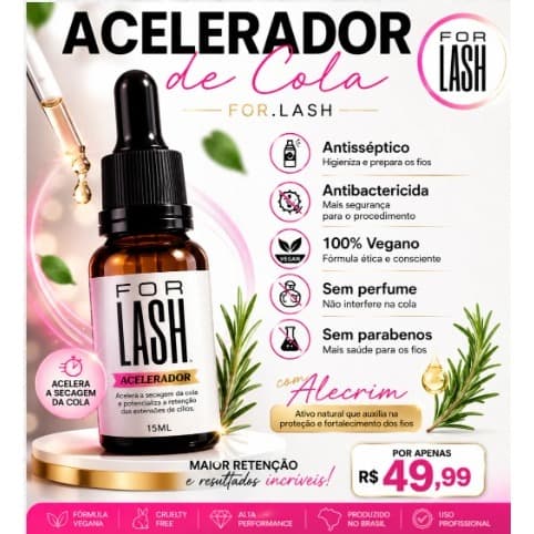 Acelerador de Cola para Extensão de Cílios - FORLASH: Essencial, Vegano e Natural