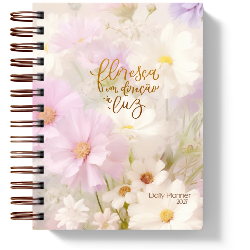Planner 2027 Daily Planner Feminino A5 Capa Dura Organização Anual Miolo Pauta Completo Wire-o Premium Capas florais
