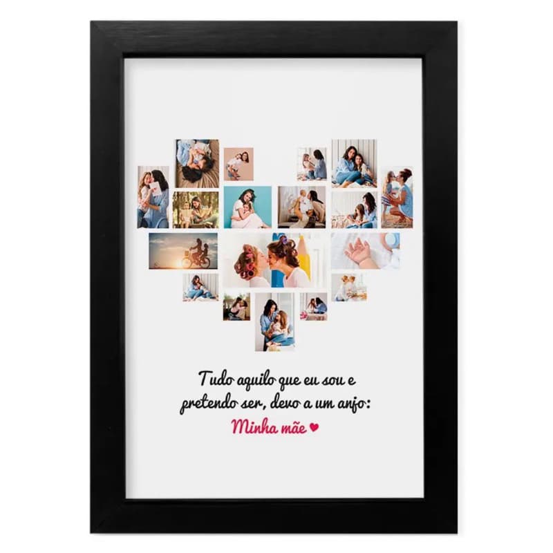 Quadro Personalizado com Fotos em Formato Coração | Moldura com Vidro | Presente para Namorados, Casal, Dia dos Pais