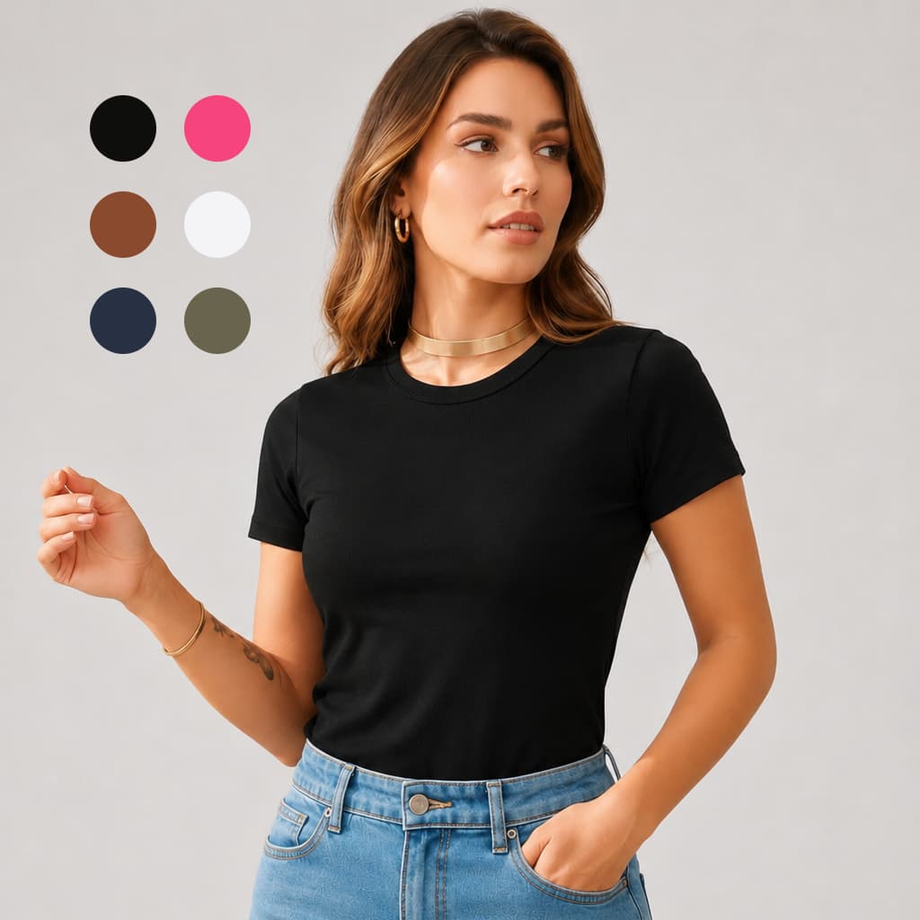 Camisetas Baby Look Feminina Lisa 100% Algodão