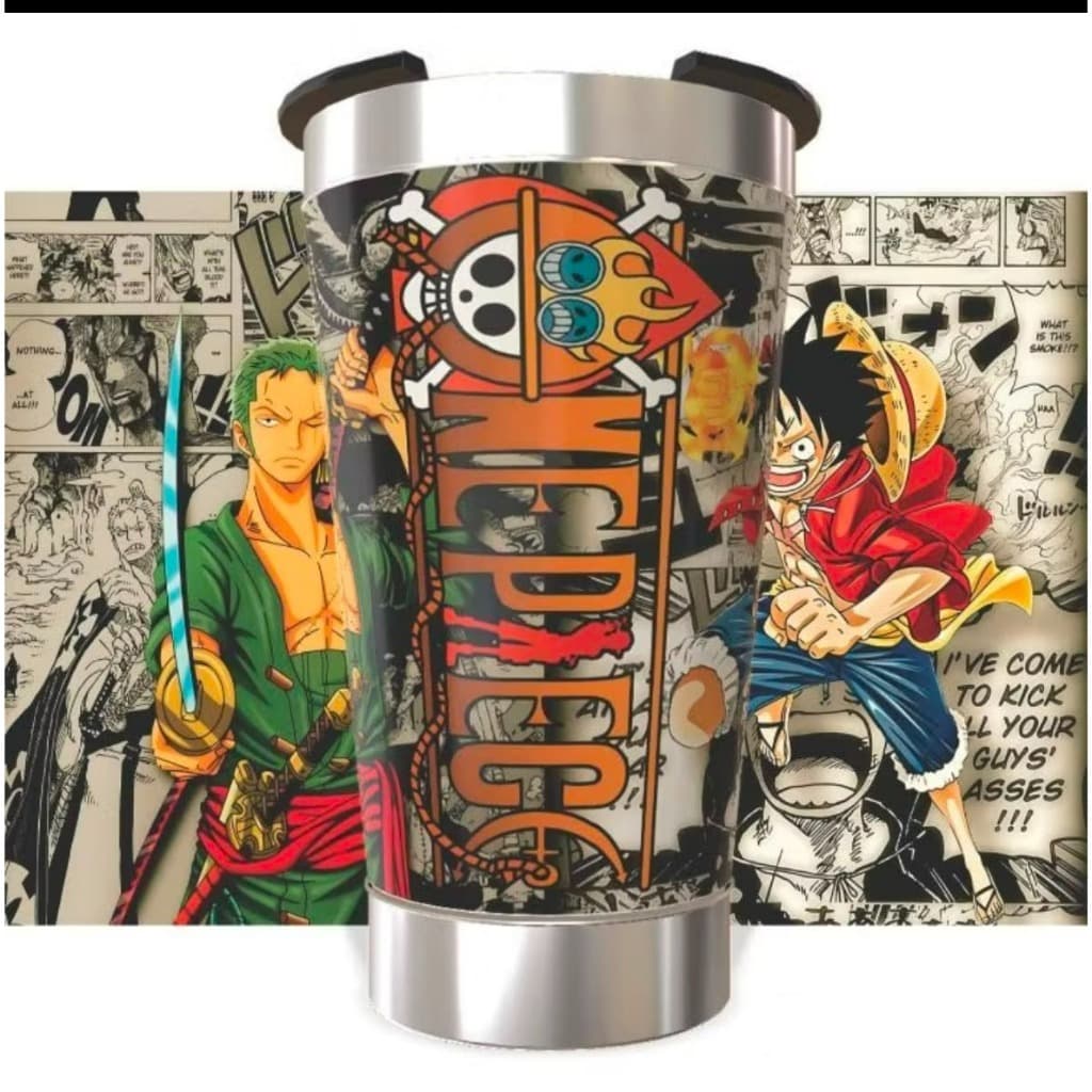 Copo Térmico Premium Inox 473ml Personalizado com Tampa Presente Criativo para Quem Ama Animes e Mangás