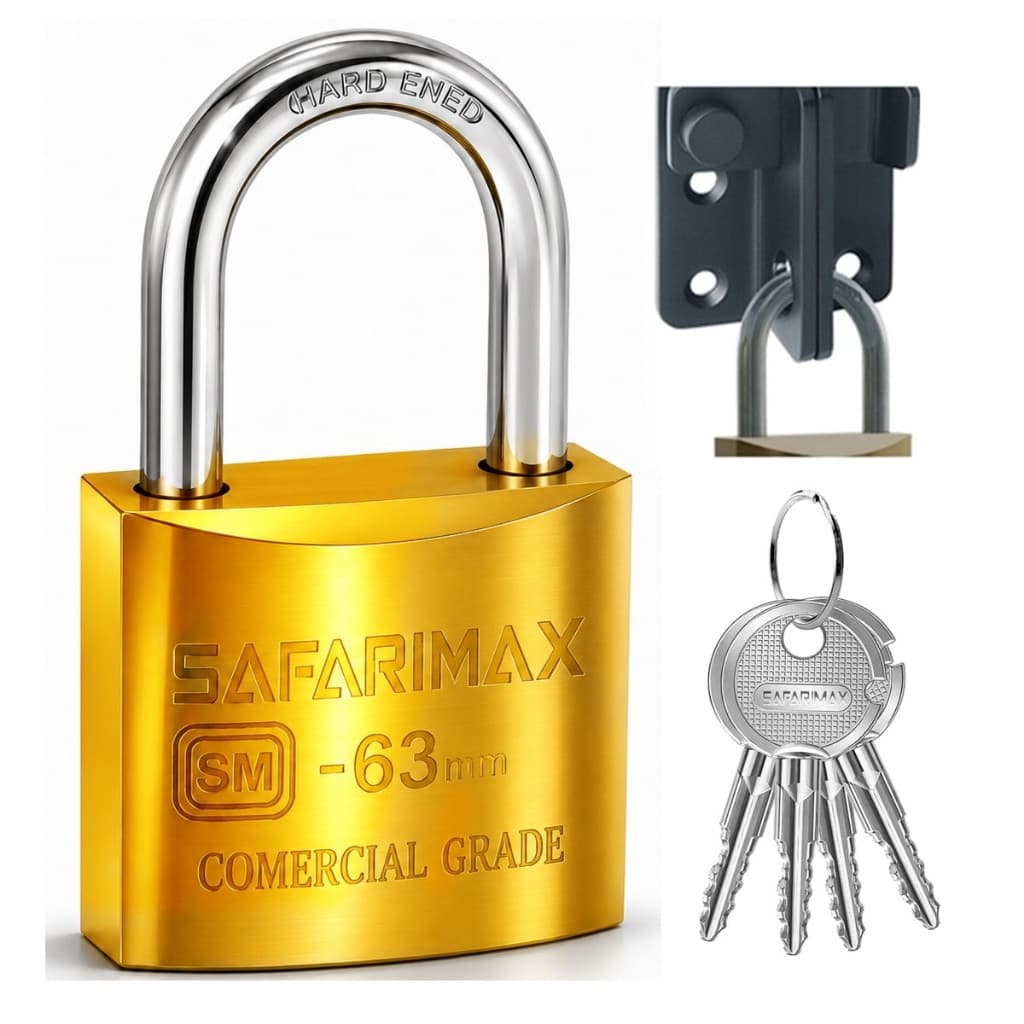 Cadeado Grande 63mm Safarimax Chave Tetra Mais Uma Camada de Segurança Para Fazenda Chacara Loja