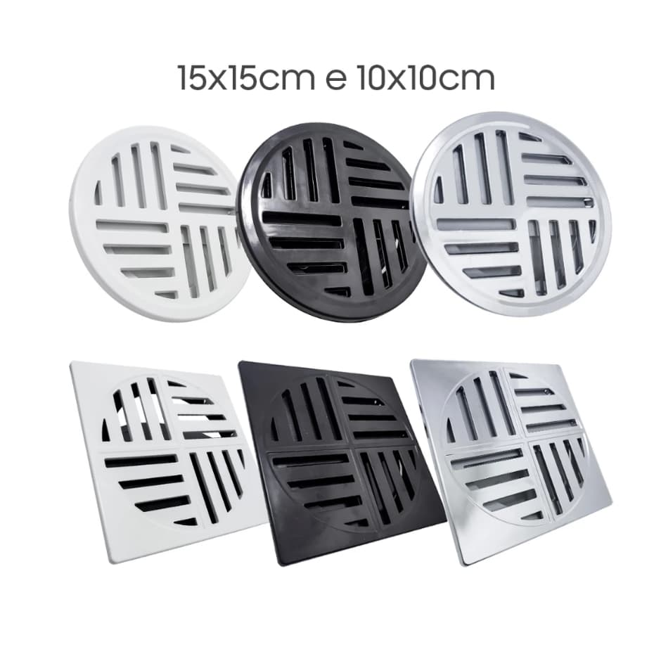 Ralo Grelha Anti-inseto Automático Inteligente Quadrado e Redondo 15cm e 10cm Banheiro Lavatório ABS