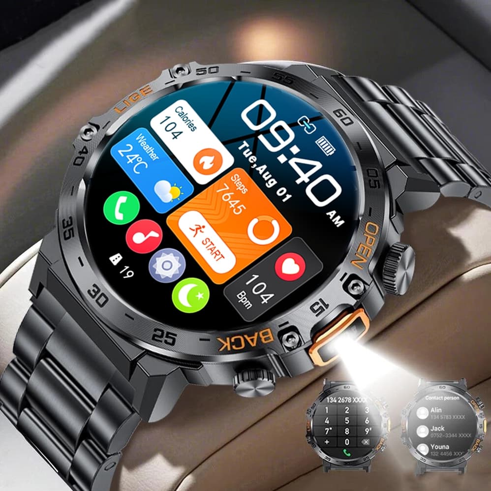 Relógio Inteligente à Prova d'Água Monitoramento de Batimentos Cardíacos Calculadora Lanterna LED Smartwatch