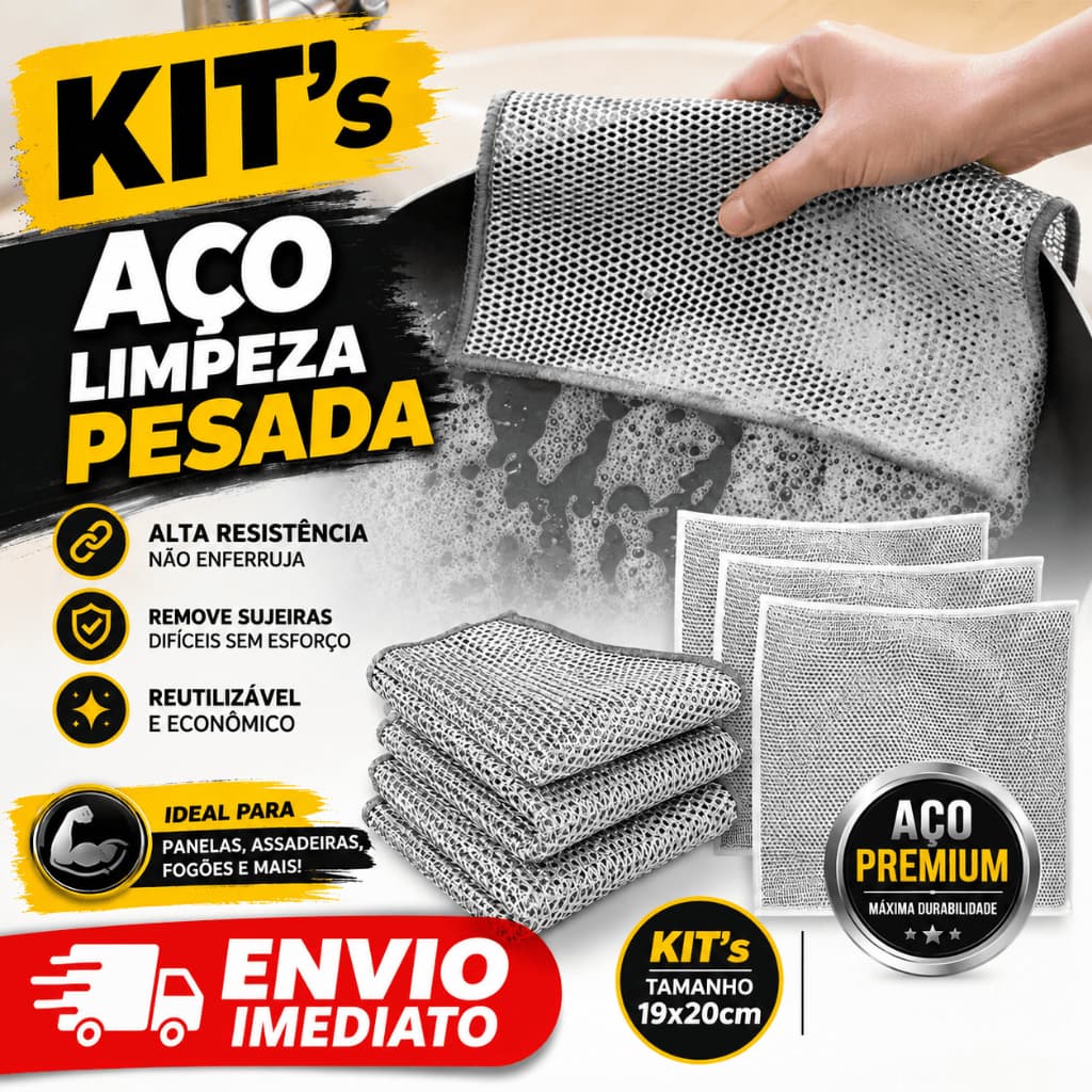 Kit 24/18/12/6 Pano De Limpeza Aço Premium Arear Panela Fogão Toalha Louça Tira Gordura Reutilizável