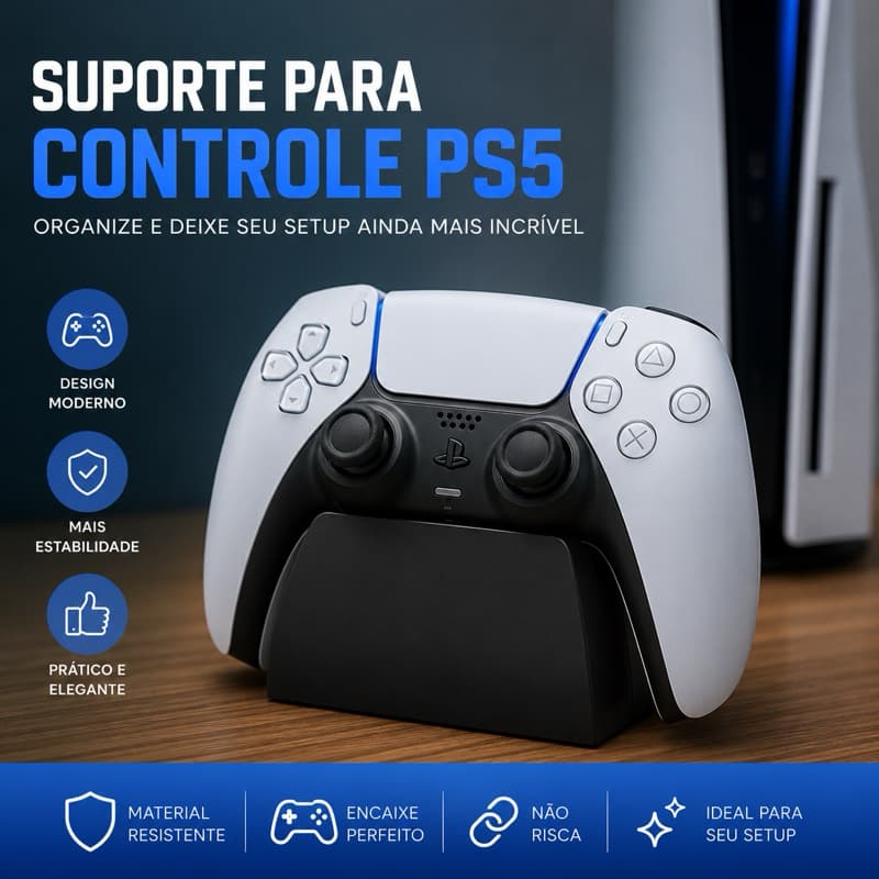 Suporte de Parede para Controle PS5 Minimalista | Organizador DualSense