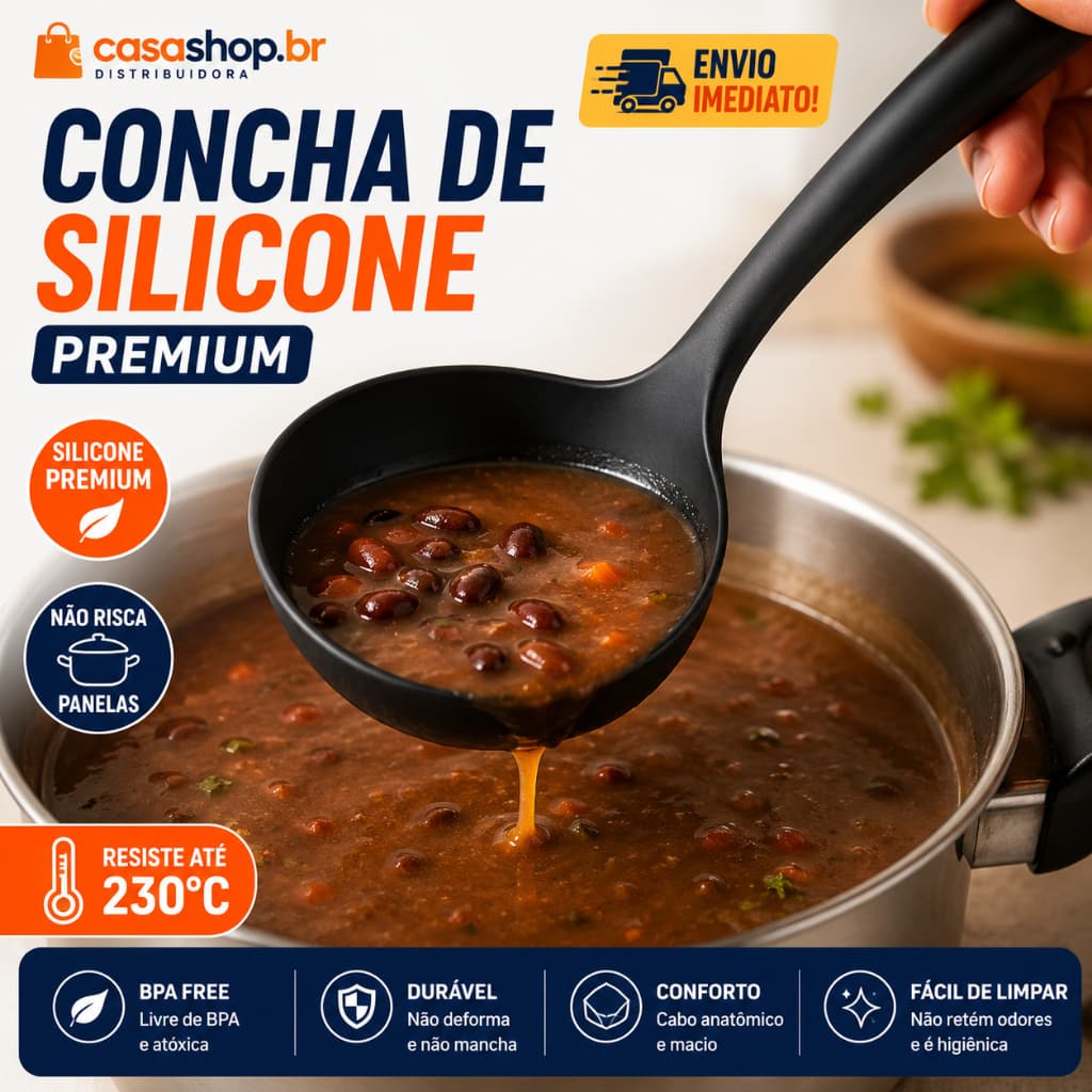 Concha Preto De Silicone Premium  Ideal Para Feijão Caldos Sopas Para Cozinha Restaurante