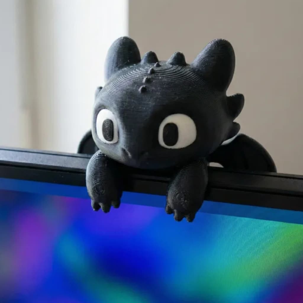 Suporte de Celular Dragão Preto e Dragão Branco | Enfeite para Monitor, Notebook e Celular