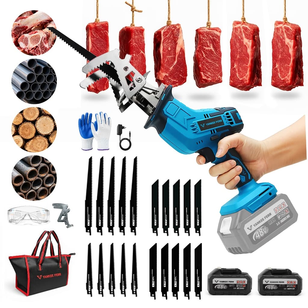 Elétrico Serra Sabre Portátil Elétrica Profissional Corte Came Osso Sem Fio Para Cortar Madeira E Metal Com 20 Lâminas
