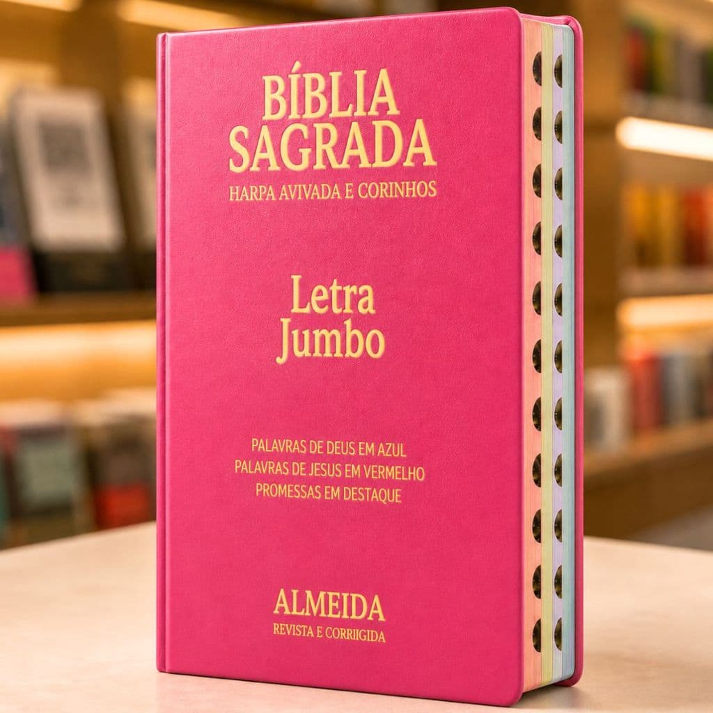Bíblia Sagrada Feminina | Letra Jumbo Extra Gigante | Harpa & Corinhos | RC | Luxo Pink