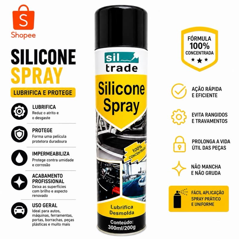 SILICONE SPRAY SIL TRADE LUBRIFICA E DESMOLDA 300 ML