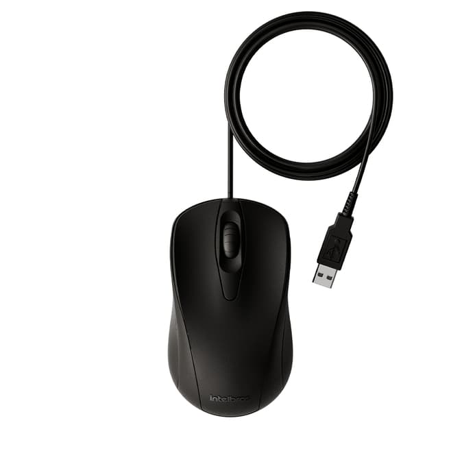 Mouse Intelbras MCI 20 USB com Fio Preto Ambidestro 1000 DPI Ergonômico Click Silencioso para PC e Notebook