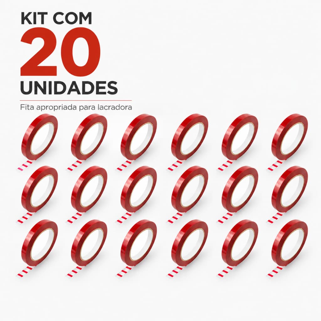 Fita Zebrada P/ Lacradora Sacolas, Lacra Saco, Com 20 Rolos