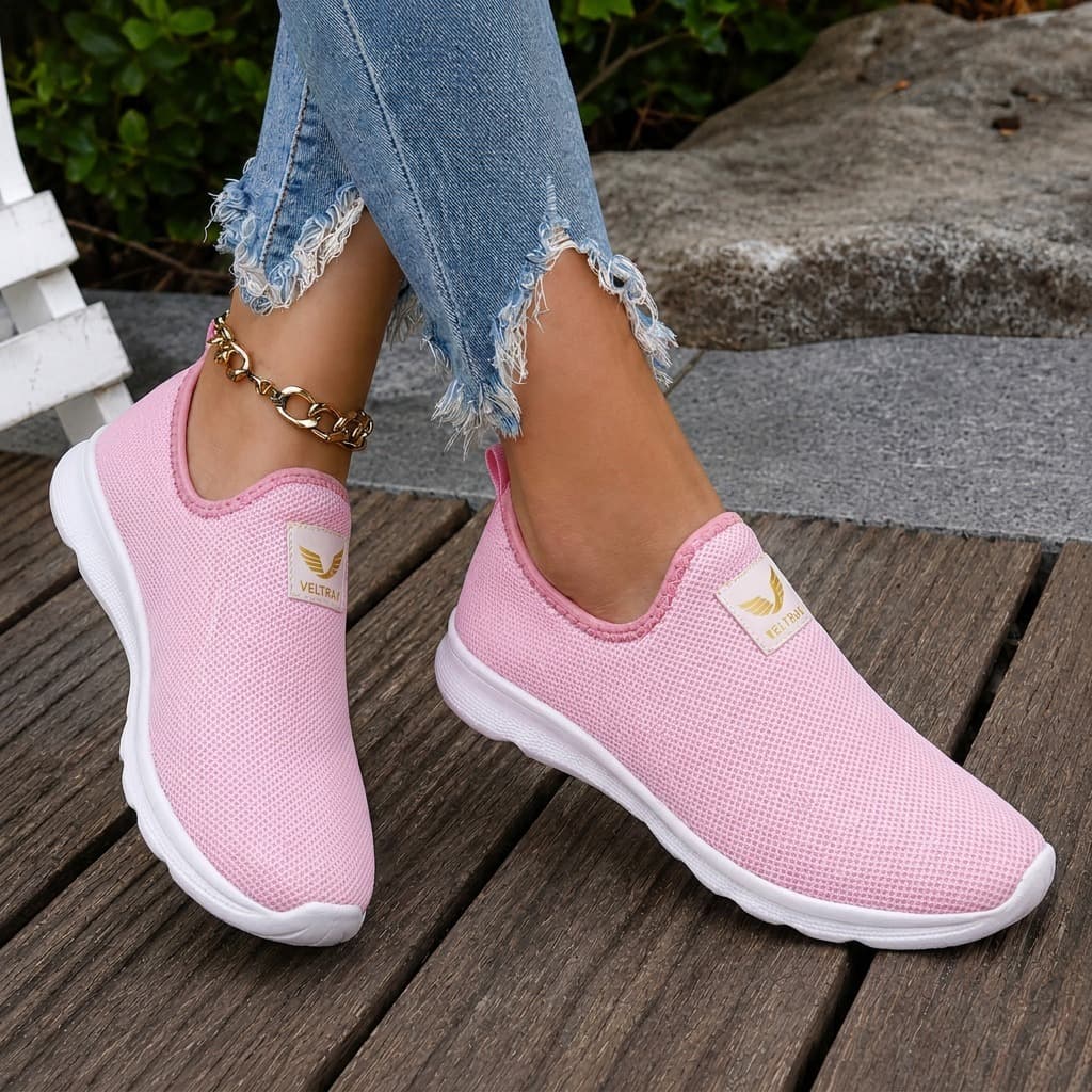 Tênis Feminino Calce Fácil Botinha Esportivo Caminhada Casual