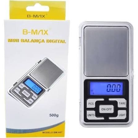 Mini Balança Digital Portátil 0.1g - 500g com Visor Luminoso e Base de Aço Inox