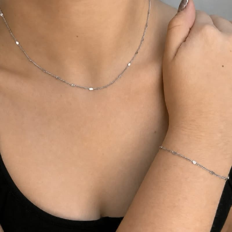 Kit 2 Peças Choker Coração + Pulseira Coração Folheado Ouro 18K Prata 925 Feminino Antialérgico