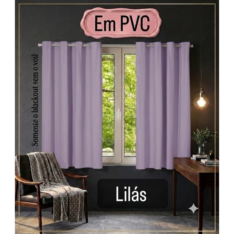 Cortina Blackout  Lilas 2,80m x 1,60m Quarto Sala Cozinha
