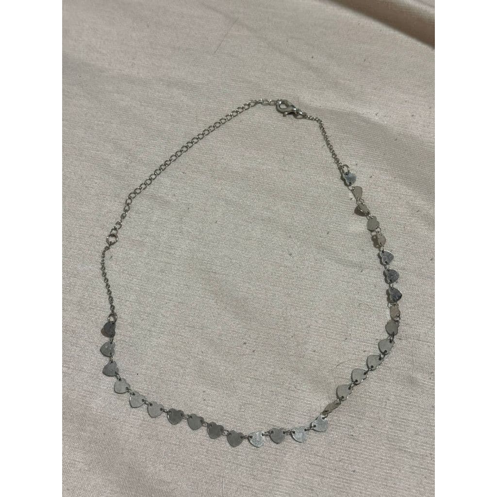 Colar, cordão, de coração, mini corações, prateado, mulher, feminino, moda, bazar, brechó, desapego, desapegando