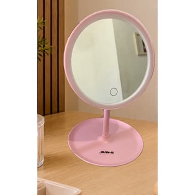 Espelho Led de Mesa com Bandeja Porta Maquiagem. Luz 3 Cores Ajustáveis Touch USB