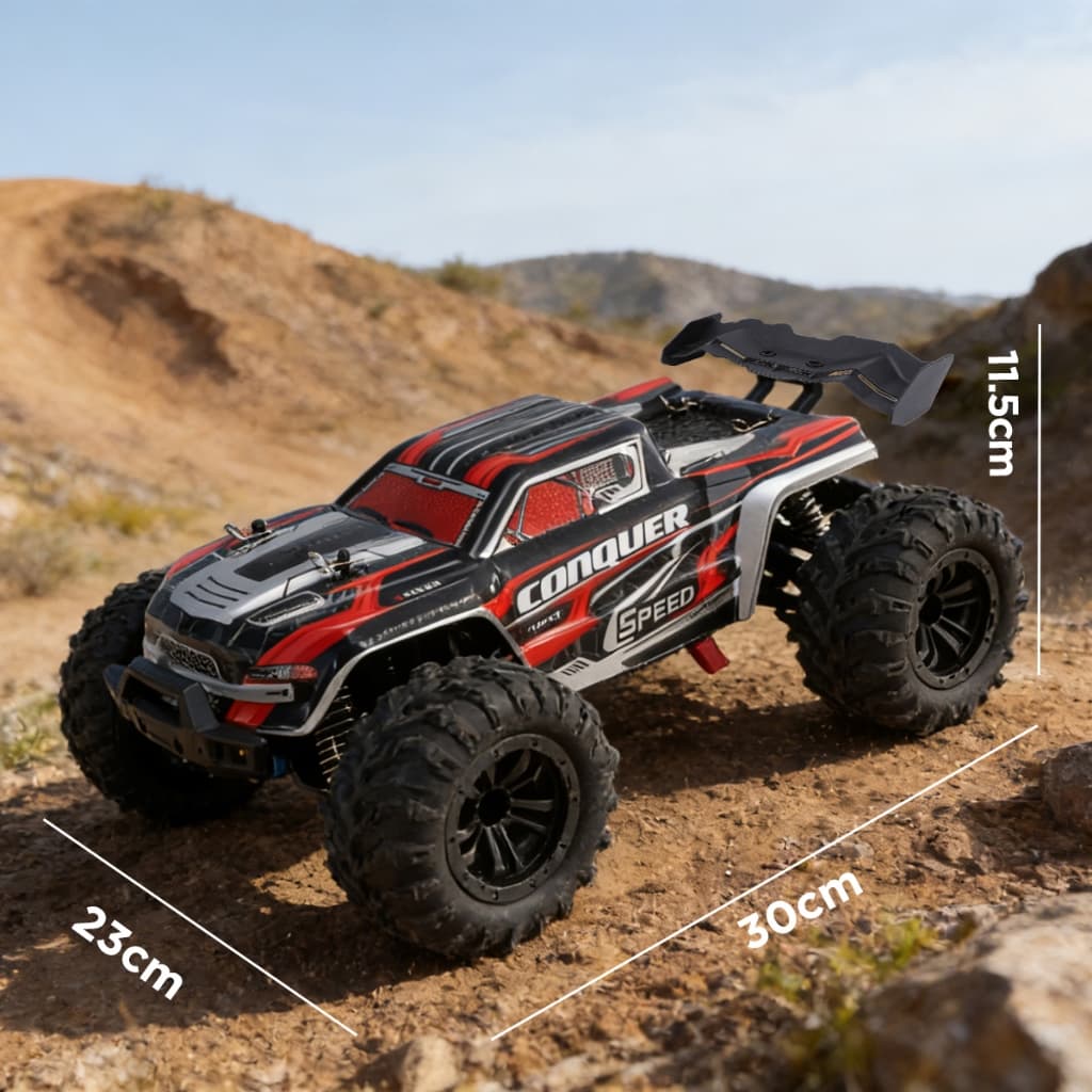 Carrinho Controle Remoto 50km/h 4X4 Automodelo Rc Competição Conquer com 2 Bateria Jeep Trilha 1:16