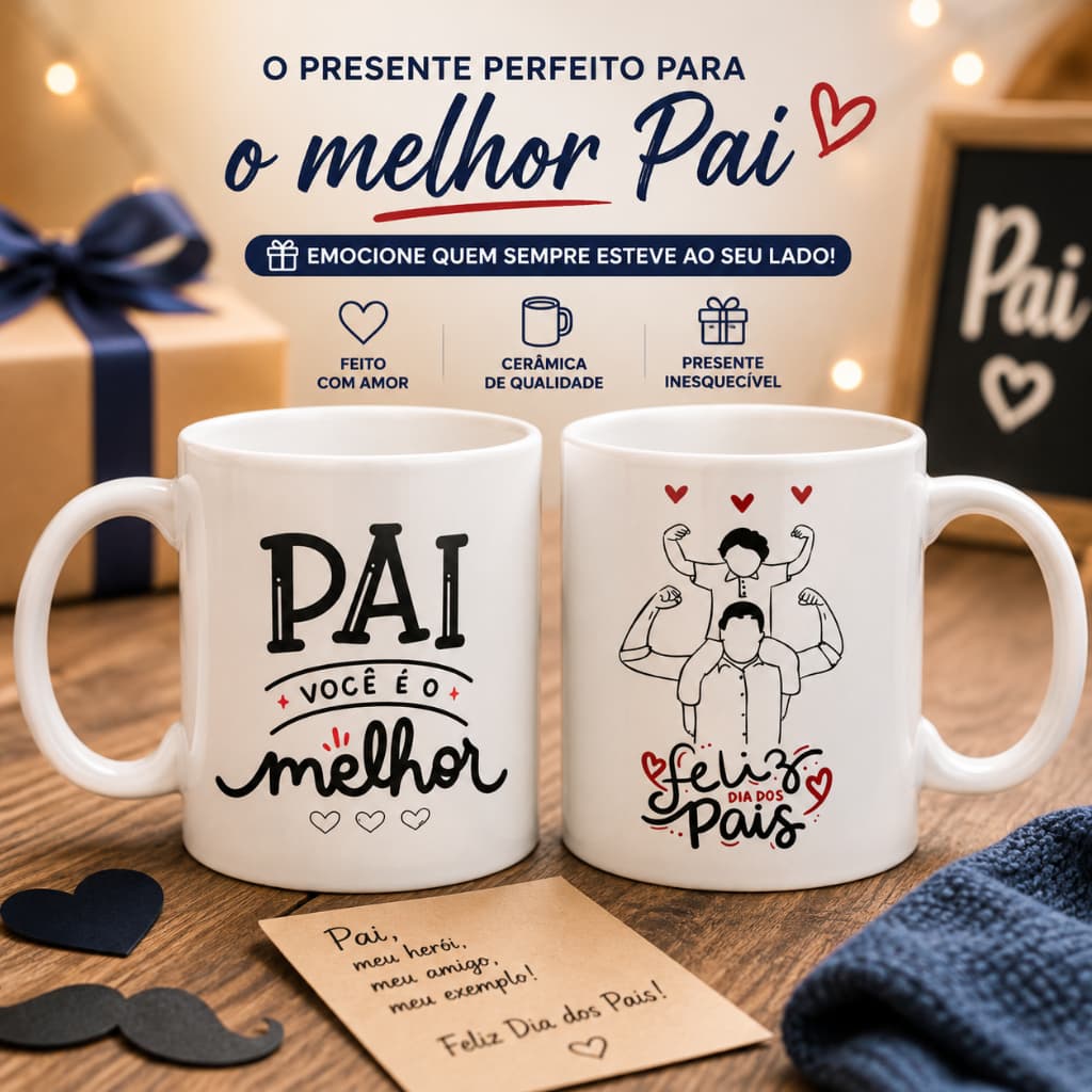 Caneca dia dos pais presente lembrancinha pais xicara