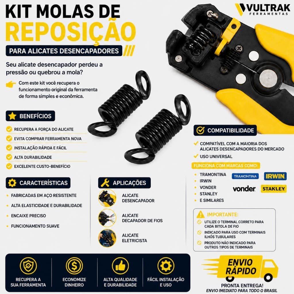 Mola Alicate Desencapador Reposição Kit Universal Decapador Fios Eletricista