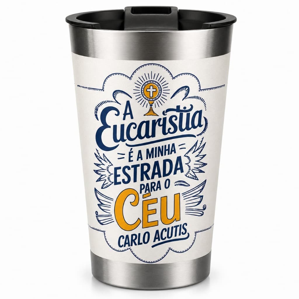 Copo Térmico Inox 473ml com Tampa Deslizante Isolamento a Vácuo Mantém a Temperatura por Muito Mais Tempo
