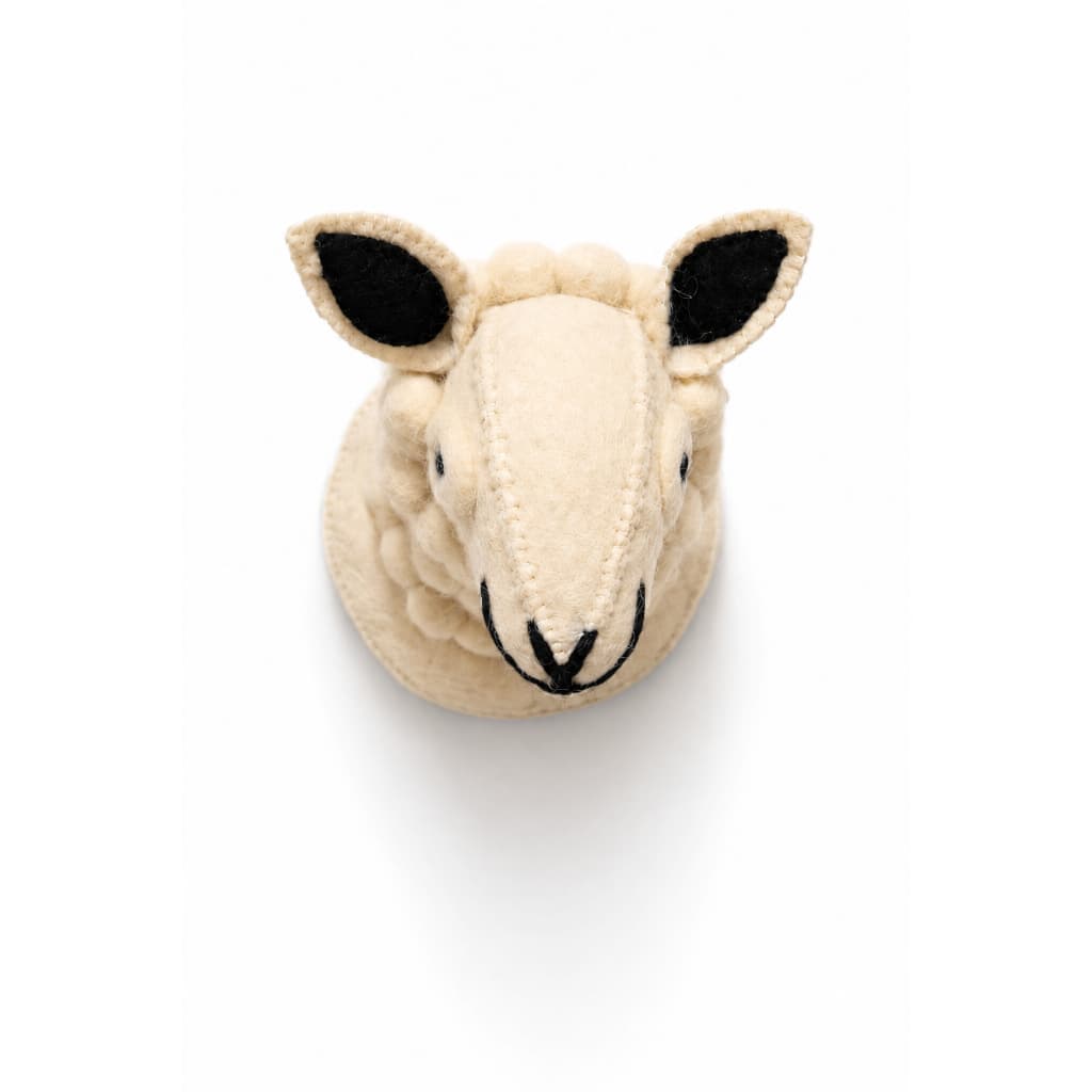 Cabeça de Ovelha Decorativa em Feltro para Parede Quarto Infanti -Creative Co-Op.