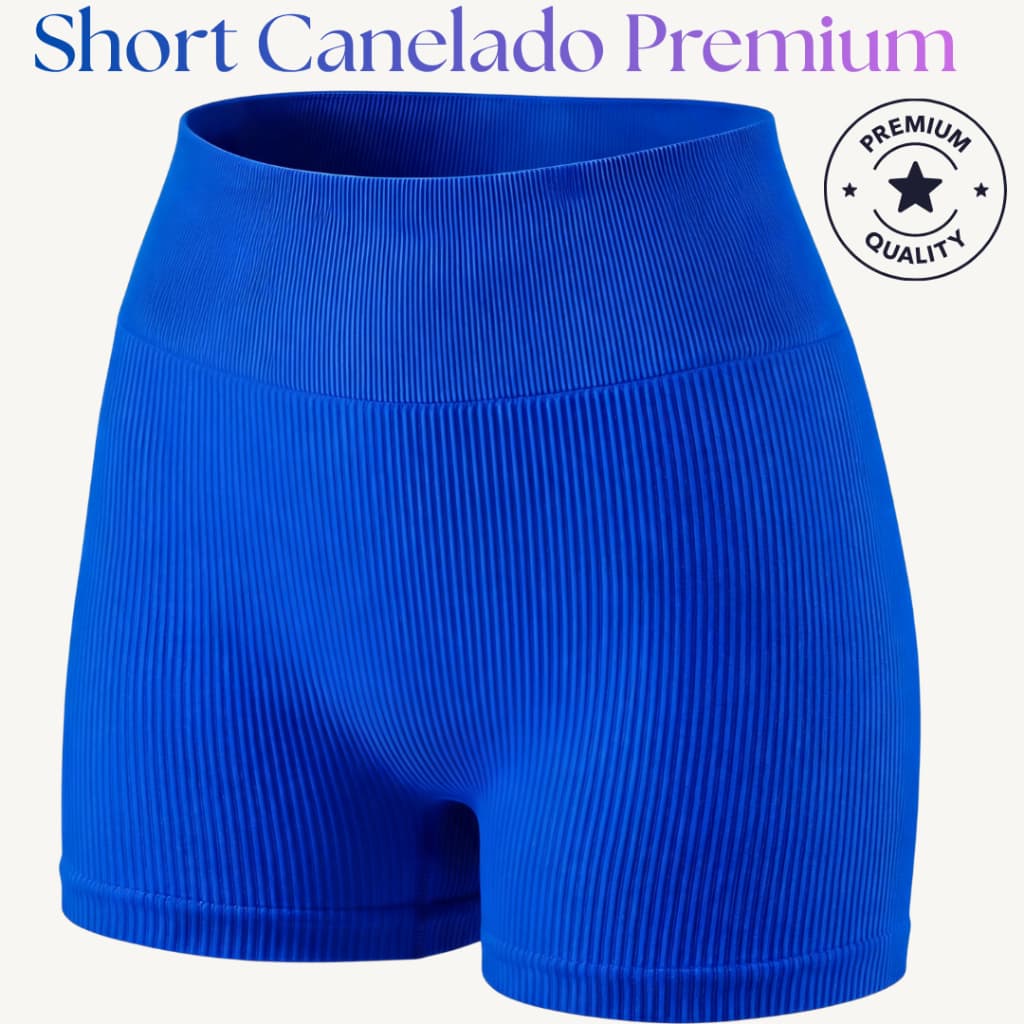 Short Poliamida Premium Canelado Sem Costura Zero Transparência Cintura Alta Feminino Academia Treino Caminhada